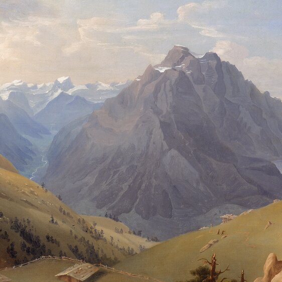 Ortspanorama Mollis von Ludwig Adam Kelterborn, 1856 (Ausschnitt).