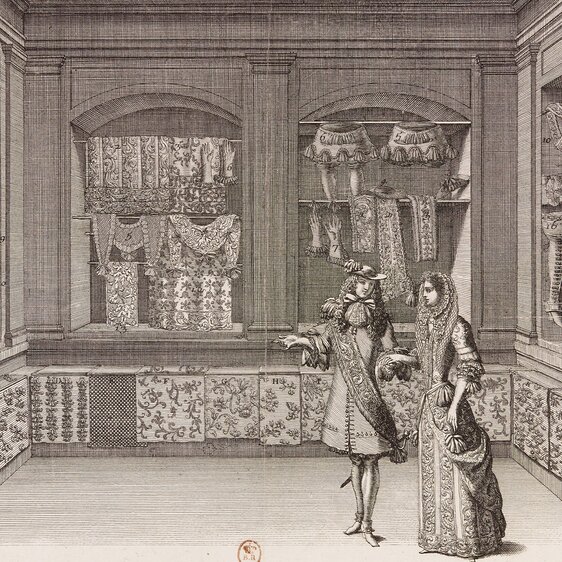 Jean Lepautre d’après Jean Berain, «Garde-robes pour dames et pour hommes», 1678.