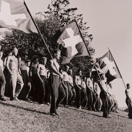 Bild aus der Gründungszeit der Sportschule Magglingen im Kanton Bern, 1940er-Jahre.