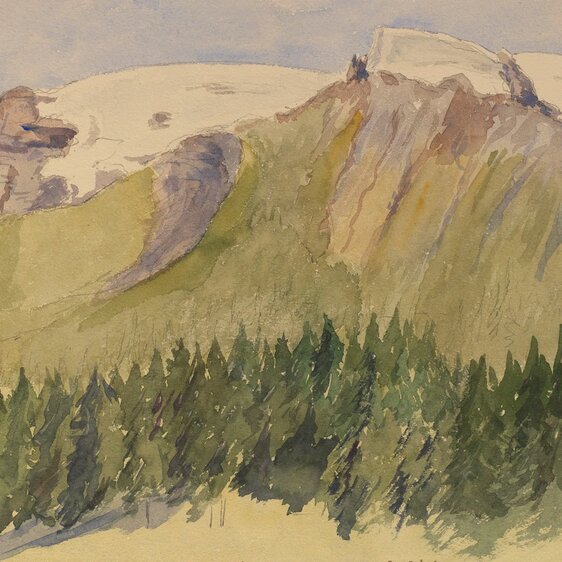 Ein Original der Königin von England: der Blick von Engelberg in Richtung Titlis, gemalt am 2. September 1868.