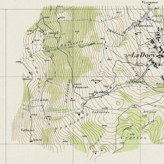 Ausschnitt aus Blatt Blatt 12 «St. Tannaire» der Festungskarte Saint-Maurice, 1894.