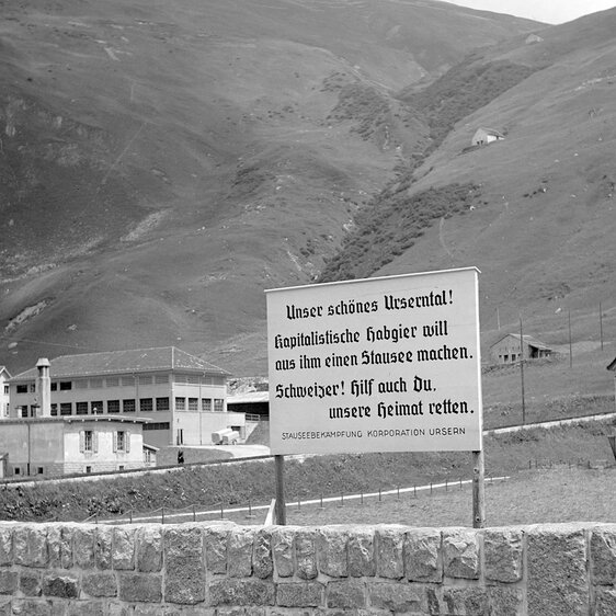 Der Protest gegen den geplanten Stausee beschränkte sich im Urserntal nicht bloss auf Plakate...
