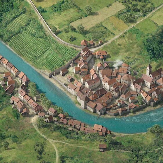 Die Badener Bäder um 1600. Rekonstruktion nach M. Merian.