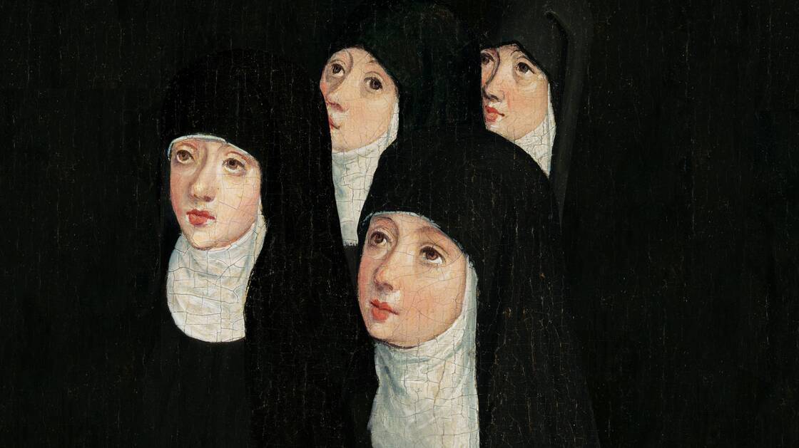 Montage mit Ausschnitten aus dem Triptychon des Klosters St. Klara in Köln von 1480. Helene Leuzinger / Schweizerisches Nationalmuseum