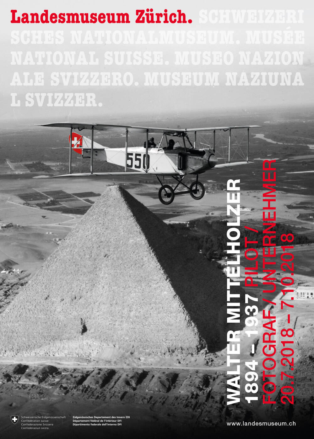 Plakat der Ausstellung "Mittelholzer"