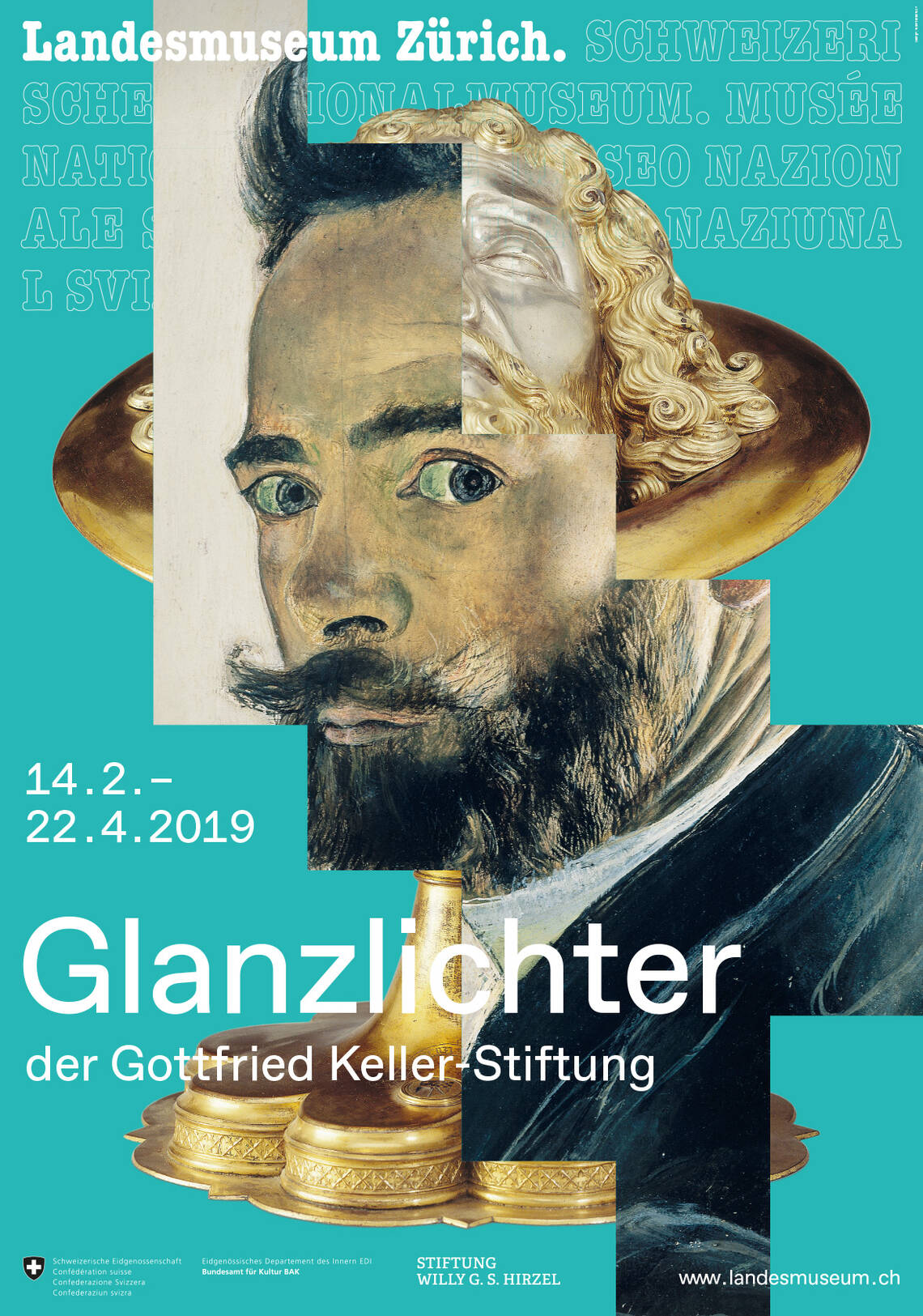 Plakat der Ausstellung "Glanzlichter der Gottfried Keller-Stiftung"