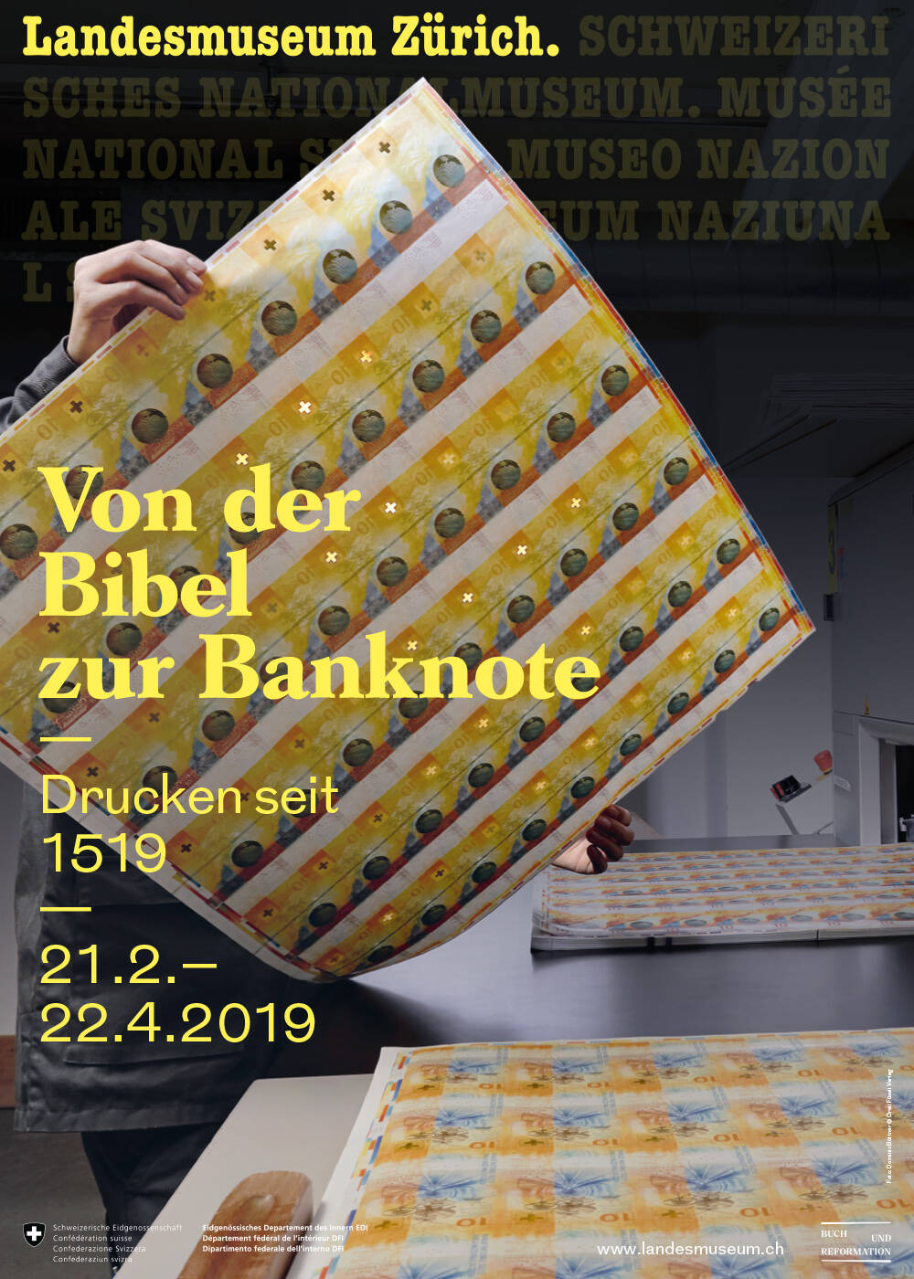 Plakat der Ausstellung "Von der Bibel zur Banknote"