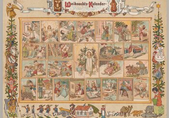 Adventskalender, Im Lande des Christkinds, ca. 1910, Ernst Kepler, Verlag Reichhold & Lang, München.  Leihgabe Evelyne Gasser, Lenzburg | © Schweizerisches Nationalmuseum