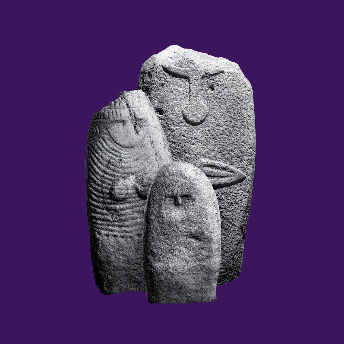 Key-Visual der Ausstellung "Menschen in Stein gemeisselt"