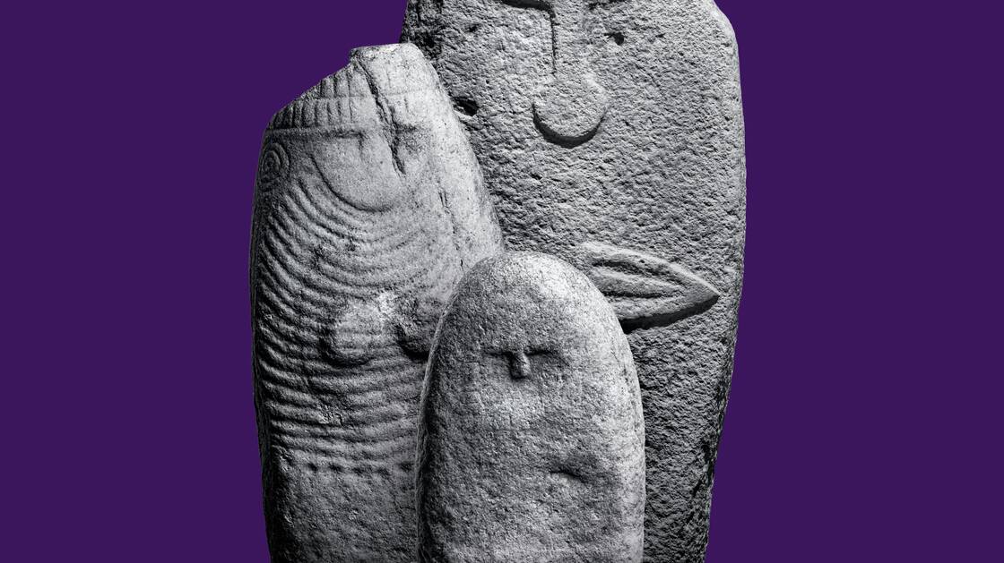 Key-Visual der Ausstellung "Menschen in Stein gemeisselt"
