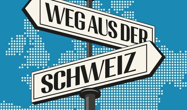 Key-Visual de l'exposition "Weg aus der Schweiz" (en allemand)