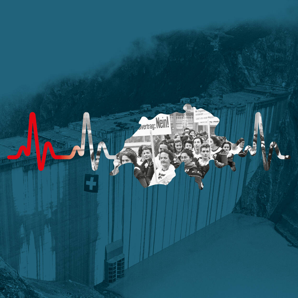 Keyvisual der Ausstellung «Erfahrungen Schweiz – Wasserkraft und Widerstand»