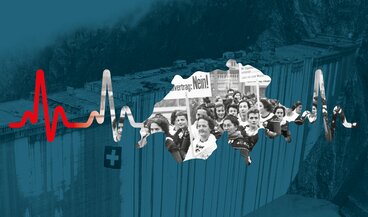 Keyvisual der Ausstellung «Erfahrungen Schweiz – Wasserkraft und Widerstand»