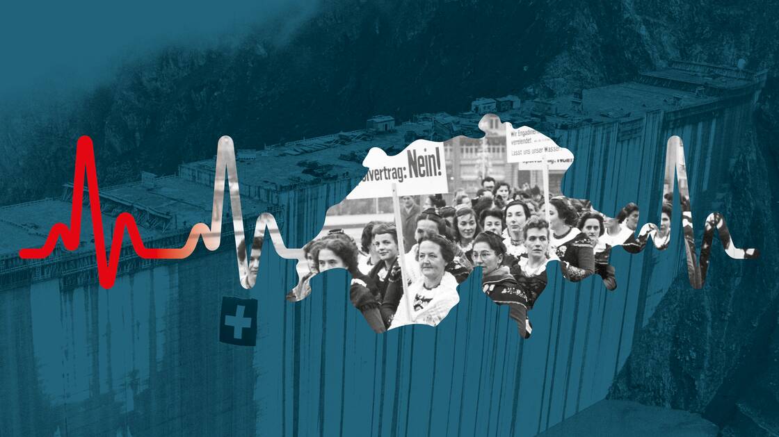 Keyvisual der Ausstellung «Erfahrungen Schweiz – Wasserkraft und Widerstand»