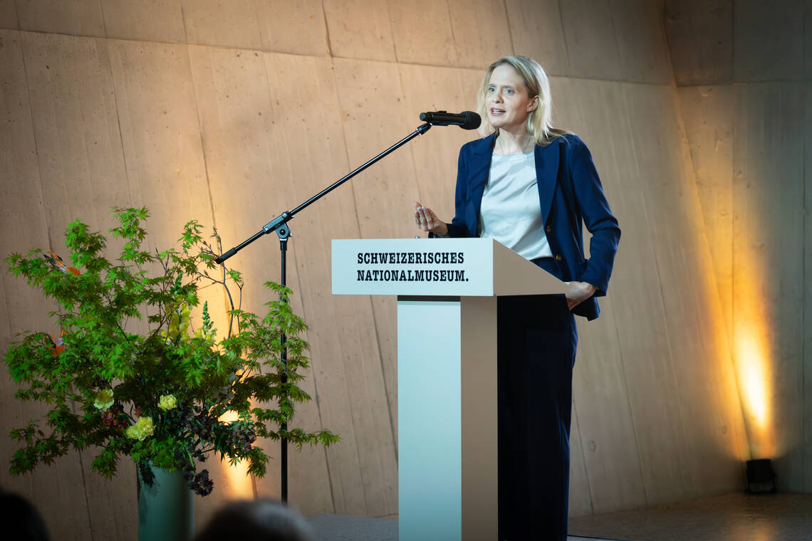 Luzia Tschirky all'inaugurazione della mostra «Noi e la guerra». | © Museo nazionale svizzero