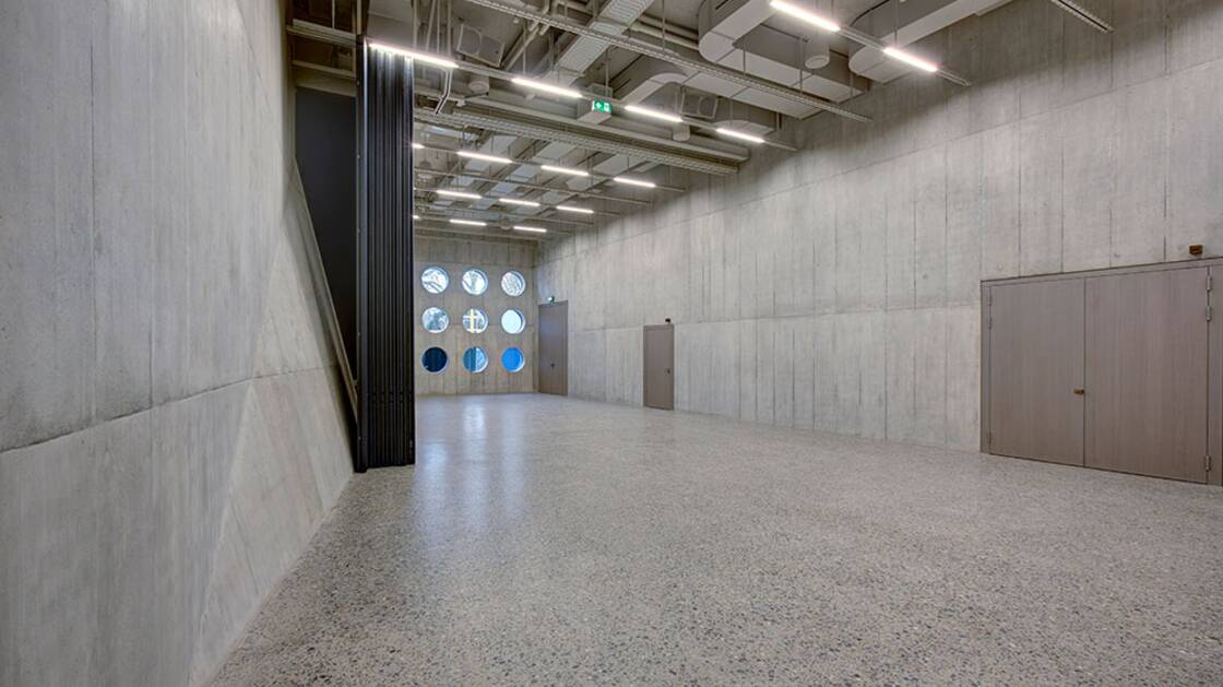 Open partition wall towards Platzspitz in the Willy G.S. Hirzel Auditorium