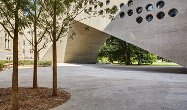 Image Garden courtyard with view of new building