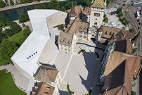 Aerial view museum courtyard
