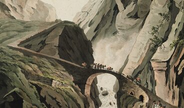 Druckgraphik. Umrissradierung koloriert. Teufelsbrücke. Uri. Um 1790. ©Schweizerisches Nationalmuseum