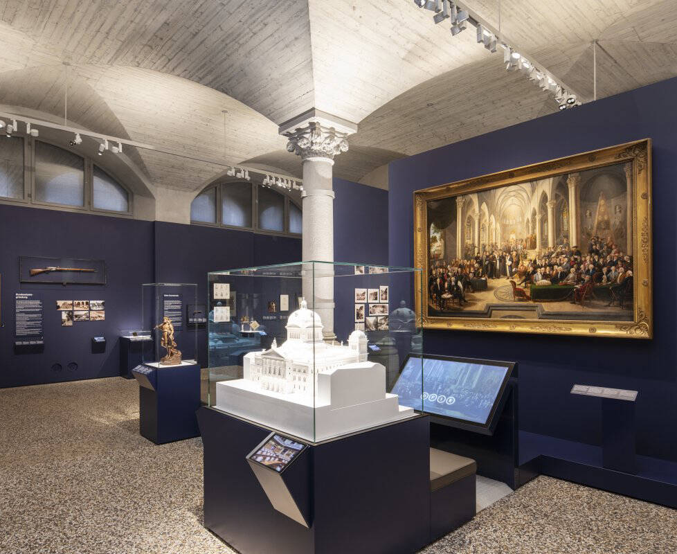 Ausstellungsansicht der Dauerausstellung "Geschichte Schweiz".