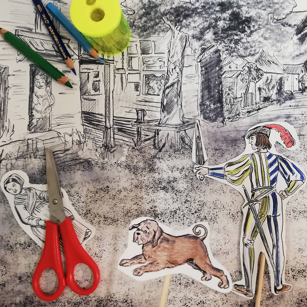 Papierfiguren für das Figurenspiel des Workshops "Szenische Reisen"
