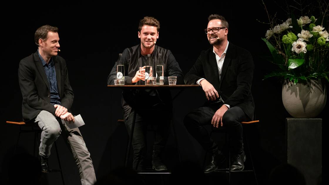 Mathieu Jaton and Bastian Baker in conversation at the National Museum