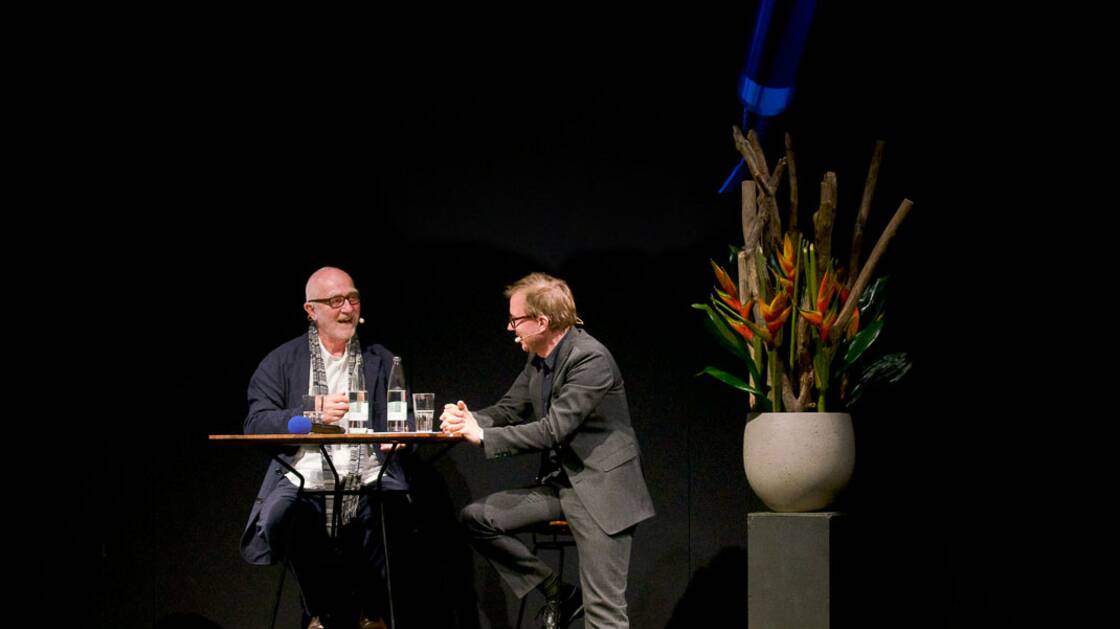 Peter Zumthor bei einem Gespräch im Landesmuseum