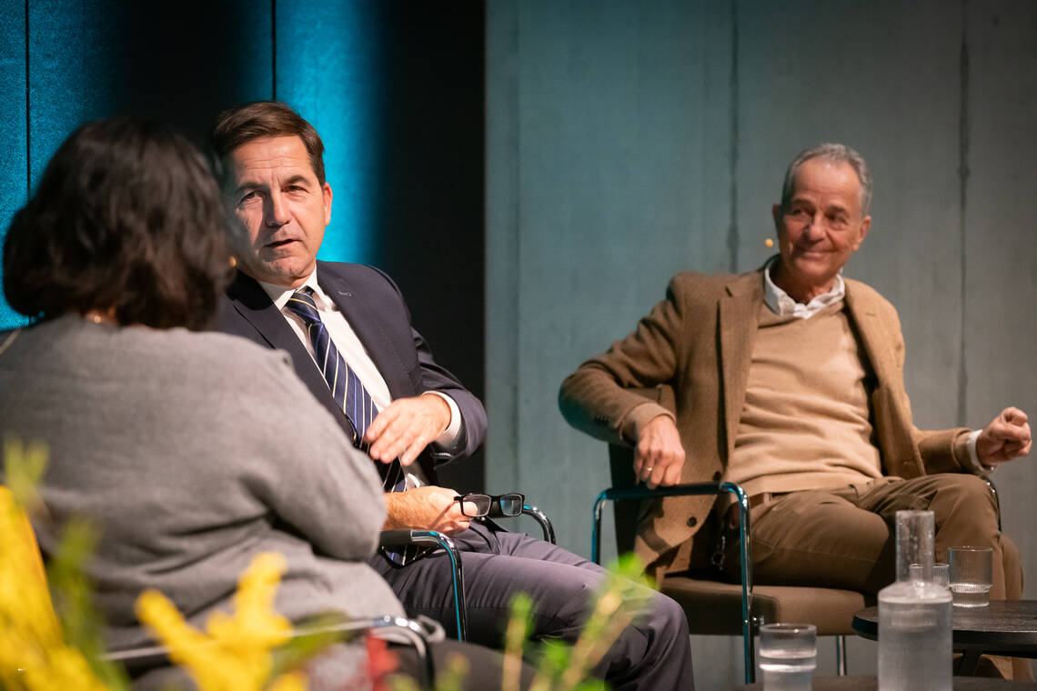 Kann die Schweiz noch entscheiden? | Tim Guldimann, Politikwissenschaftler und Diplomat  | Walter Thurnherr, ehemalige Bundeskanzler und Dozent für Staatswissenschaft | © Schweizerisches Nationalmuseum