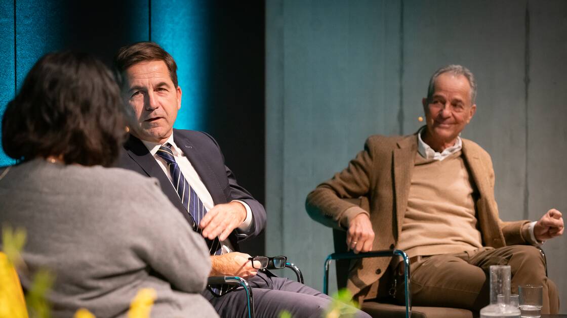 Kann die Schweiz noch entscheiden? | Tim Guldimann, Politikwissenschaftler und Diplomat  | Walter Thurnherr, ehemalige Bundeskanzler und Dozent für Staatswissenschaft | © Schweizerisches Nationalmuseum