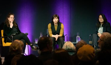 Biografie, Krieg und Diktatur| Schriftstellerin, Tanja Maljartschuk | Historikerin, Botakoz Kassymbekova | Moderation: Anna Jikhareva, Journalistin | © Schweizerisches Nationalmuseum