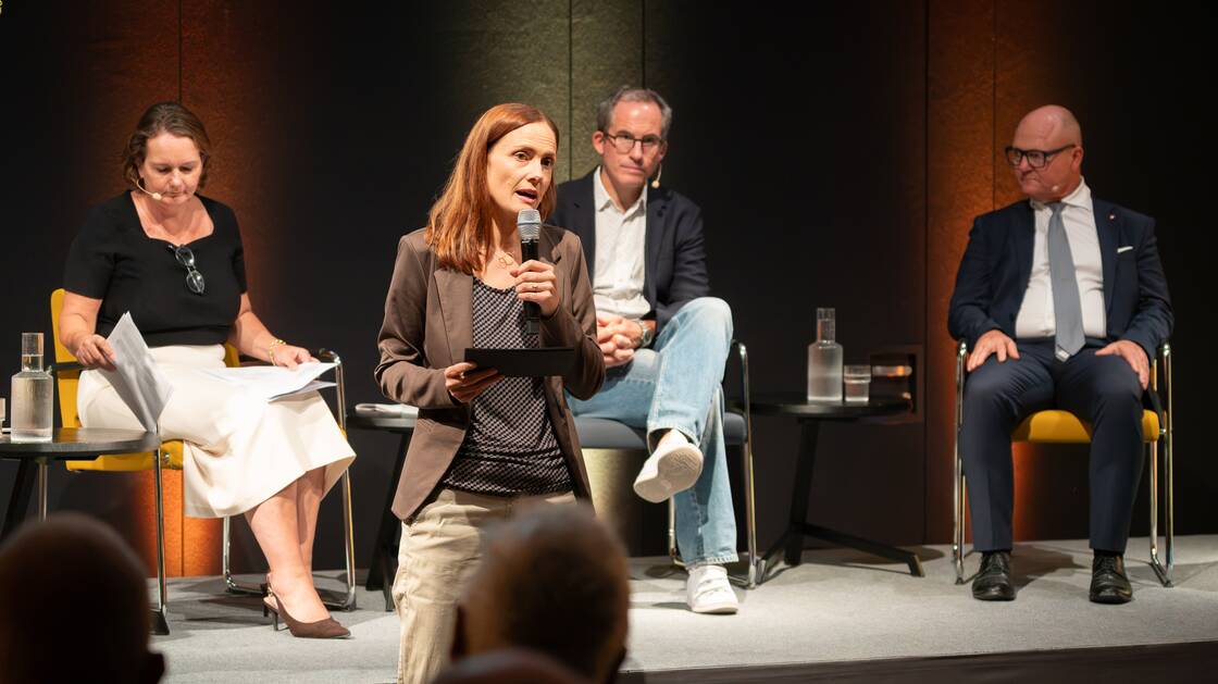 Statistik, Wohlstand und Demokratie | Historiker Matthieu Leimgruber | Statistiker Georges-Simon Ulrich | Moderation: Christina Neuhaus | © Schweizerisches Nationalmuseum