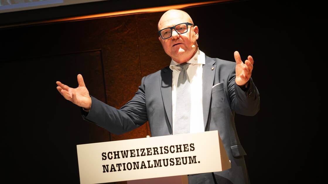 Statistik, Wohlstand und Demokratie | Historiker Matthieu Leimgruber | Statistiker Georges-Simon Ulrich | Moderation: Christina Neuhaus | © Schweizerisches Nationalmuseum