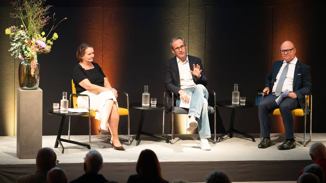 Statistik, Wohlstand und Demokratie | Historiker Matthieu Leimgruber | Statistiker Georges-Simon Ulrich | Moderation: Christina Neuhaus | © Schweizerisches Nationalmuseum