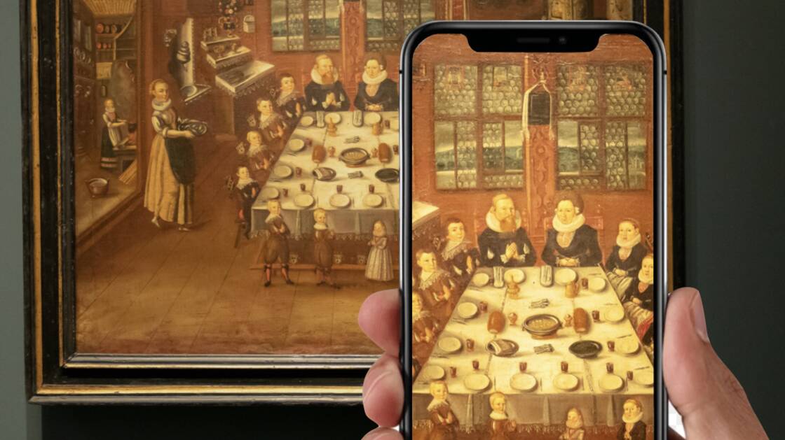 Virtual tour in front of the painting "Tischsitten" (Table manners)