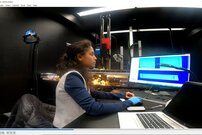 Mrs. Sharma performing Hyperspectral Imaging investigation on corroded model glass at the Colour lab of the Norwegian University of Science and Technology (photo NTNU)